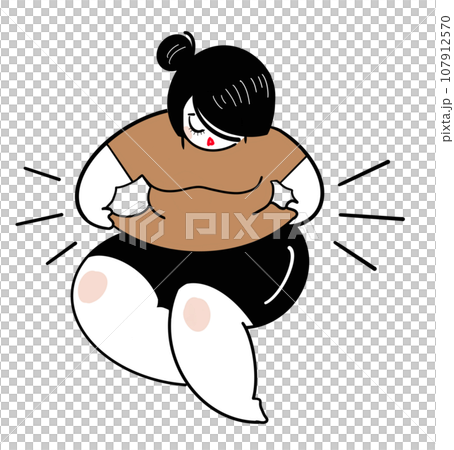 お腹の贅肉を摘む女性のイラスト 107912570
