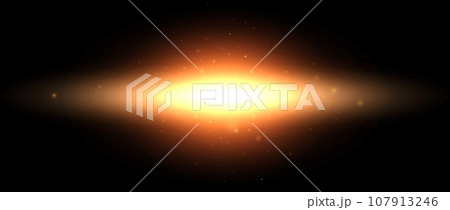 Planet shine effect. Orange yellow solar light glare concept. Abstract glowing element in dark space. Sun with sparks illustration. Vector design shape for poster, banner, cover, brochure, booklet Planet shine effect. Orange yellow solar light glare concept. Abstract glowing element in dark space. Sun with sparks illustration. Vector design shape for poster, banner, cover, brochure, booklet 107913246