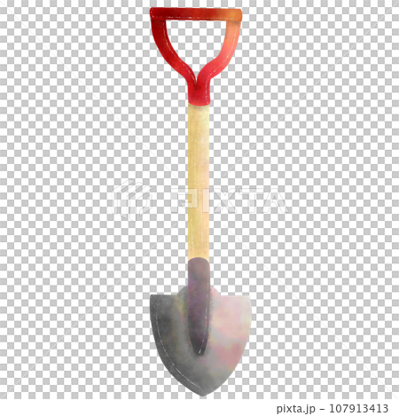 Shovel cartoon illustration. Watercolor hand drawing in high quality. Shovel, gardening, sustainable, fire safety equipment 107913413