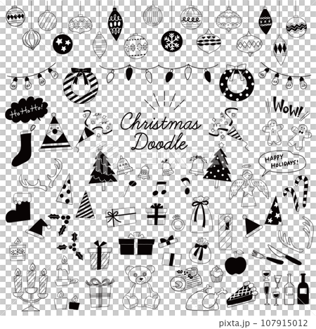 聖誕晚會插圖集線描黑色 107915012