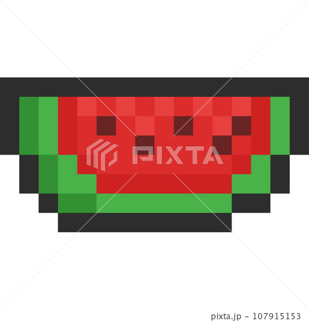 Pixel art cartoon watermelon icon 3 107915153