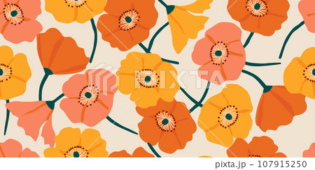 Hand drawn flowers, seamless patterns with floral for fabric, textiles, clothing, wrapping paper, cover, banner, interior decor, abstract backgrounds. Vector illustration. Hand drawn flowers, seamless patterns with floral for fabric, textiles, clothing, wrapping paper, cover, banner, interior decor, abstract backgrounds. Vector illustration. 107915250