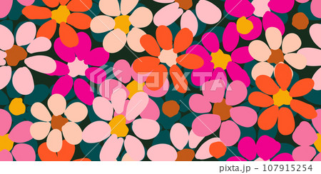Hand drawn flowers, seamless patterns with floral for fabric, textiles, clothing, wrapping paper, cover, banner, interior decor, abstract backgrounds. Vector illustration. Hand drawn flowers, seamless patterns with floral for fabric, textiles, clothing, wrapping paper, cover, banner, interior decor, abstract backgrounds. Vector illustration. 107915254