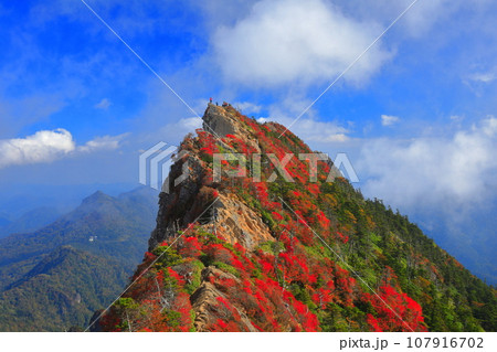 【愛媛県】霧に包まれる紅葉の天狗岳(石鎚山) 【愛媛県】霧に包まれる紅葉の天狗岳(石鎚山) 107916702