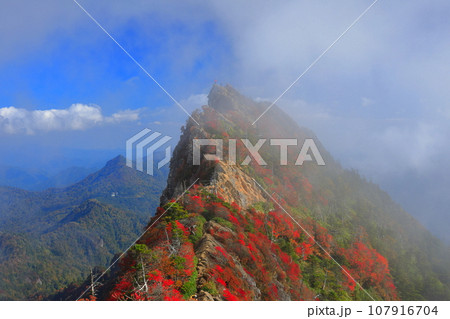 【愛媛県】霧に包まれる紅葉の天狗岳(石鎚山) 【愛媛県】霧に包まれる紅葉の天狗岳(石鎚山) 107916704