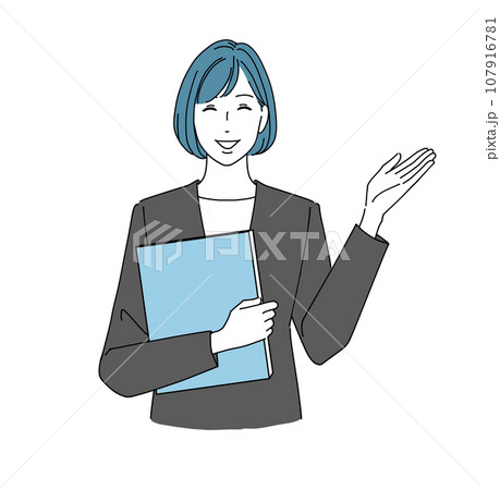 笑顔で案内する女性会社員 107916781