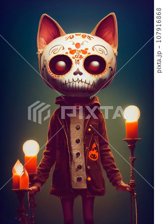Funny of Halloween creature with a candles. A dramatic, mystical backdrop for Halloween. Atmosphere of the Halloween holiday. 3D rendering Funny of Halloween creature with a candles. A dramatic, mystical backdrop for Halloween. Atmosphere of the Halloween holiday. 3D rendering 107916868
