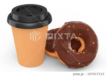 Paper coffee cup for cappuccino, americano, espresso, mocha, latte on white 107917153