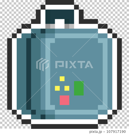 Pixel art cartoon blue luggage icon Pixel art cartoon blue luggage icon 107917190