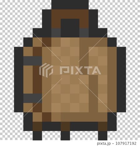 Pixel art cartoon brown luggage icon Pixel art cartoon brown luggage icon 107917192