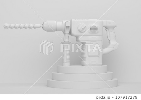 Abstract scene or podium with electric drill on monochrome background Abstract scene or podium with electric drill on monochrome background 107917279