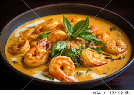 Curry shrimp in coconut milk Curry shrimp in coconut milk 107918996