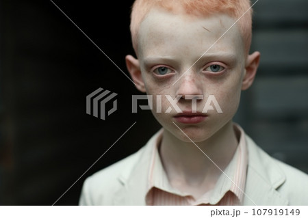 Portrait of an albino boy with freckles Portrait of an albino boy with freckles 107919149
