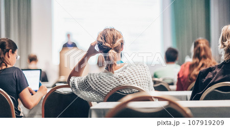 Faculty lecture and workshop. Audience at the lecture hall. Academic education. Faculty lecture and workshop. Audience at the lecture hall. Academic education. 107919209