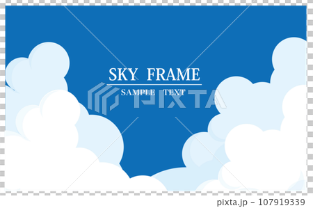 夏の雲と青空のフレーム背景イラスト 107919339