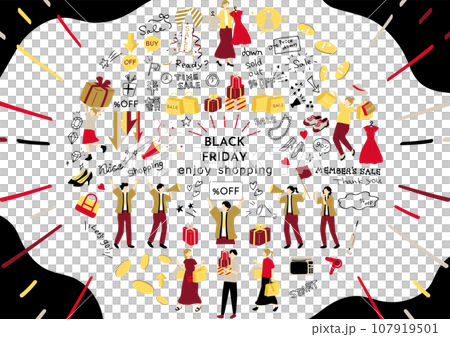 ブラックフライデーに使いやすいイラスト素材集 ブラックフライデーに使いやすいイラスト素材集 107919501