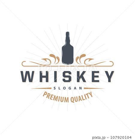 Whiskey Logo, Drink Label Design With Old Retro Vintage Ornament Illustration Premium Template 107920104