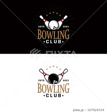 Bowling Sports Club Logo, Bowling Ball And Pin Design Vector Tournament Templet Illustration Bowling Sports Club Logo, Bowling Ball And Pin Design Vector Tournament Templet Illustration 107920354