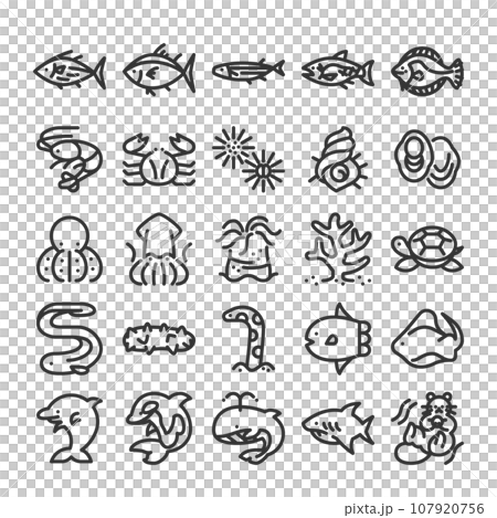 Biodiversity marine life seafood icon set Biodiversity marine life seafood icon set 107920756