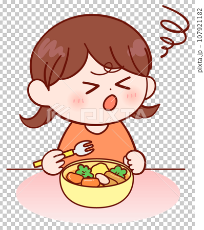 Girl who dislikes vegetables 107921182