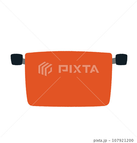 蓋のない鋳物ホーロー鍋の手描き風ベクターイラスト 107921200