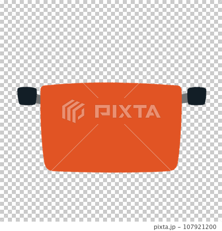 蓋のない鋳物ホーロー鍋の手描き風ベクターイラスト 107921200