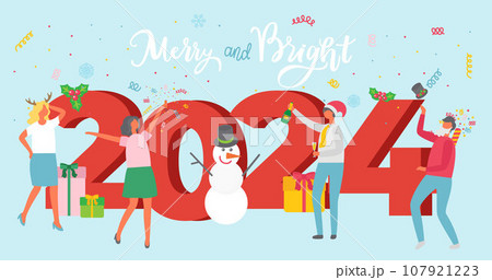 Happy new year. Vector illustration. Extend your warm greetings with heartfelt New Years greeting Celebrate New Years Eve with grand party and lots laughter The number 2024 heralds new chapter filled Happy new year. Vector illustration. Extend your warm greetings with heartfelt New Years greeting Celebrate New Years Eve with grand party and lots laughter The number 2024 heralds new chapter filled 107921223