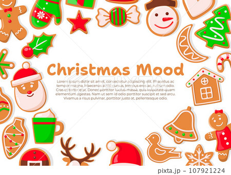 Merry Christmas card. Vector illustration. New Year parties are culmination festive season Sound bells ringing heralds start Christmas festivities A festive poster displays Christmas scenes and icons Merry Christmas card. Vector illustration. New Year parties are culmination festive season Sound bells ringing heralds start Christmas festivities A festive poster displays Christmas scenes and icons 107921224