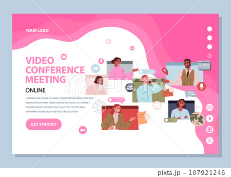 Video conference. Vector illustration. Contacting others through video conferences is just click away Joining video conference brings people together in cyberspace The discussion during video 107921246