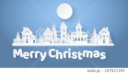 Merry Christmas card. Vector illustration. Merry Christmas 2024 brings hope for better year ahead Bells jingling is sound commonly associated with Christmas An invitation Xmas party Paper cut city Merry Christmas card. Vector illustration. Merry Christmas 2024 brings hope for better year ahead Bells jingling is sound commonly associated with Christmas An invitation Xmas party Paper cut city 107921395