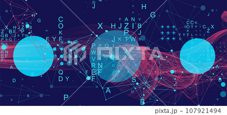 Abstract flowing wave lines. Design element for science modern concept. 107921494