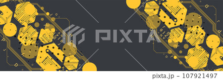 Abstract yellow hexagon futuristic background for design works. 107921497