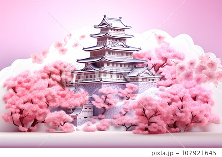 ベトナム 米絵 城 ライスピクチャー 日本画 風景画 姫路城  桜 7f34b3f9ae186def65d075c6d67019