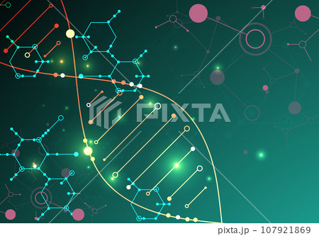 Science template, wallpaper or banner with a DNA molecules. 107921869