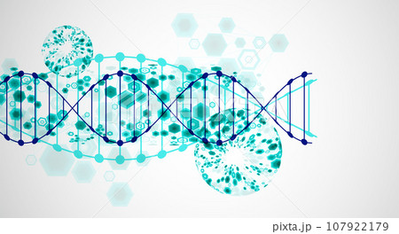 Abstract futuristic background for design works.Science template, wallpaper or banner with a DNA molecules. 107922179