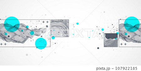 Trendy abstract wireframe background. Modern science or technology art elements. Surface illustration. 107922185