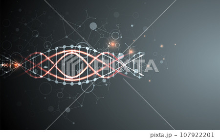 Science template, wallpaper or banner with a DNA molecules. 107922201