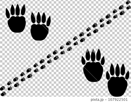 ハムスターのような小動物の足跡イラストセット ハムスターのような小動物の足跡イラストセット 107922501