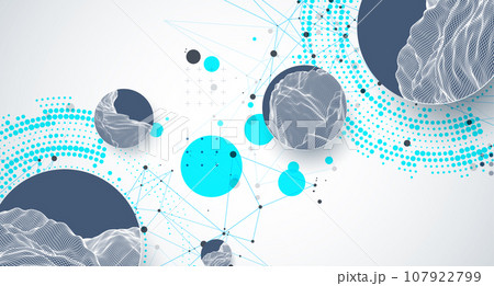 Trendy abstract wireframe background. Modern science or technology art elements. Surface illustration. Trendy abstract wireframe background. Modern science or technology art elements. Surface illustration. 107922799