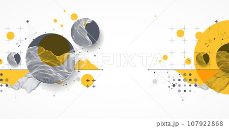 Modern science technology abstract background using circle shapes. Wireframe spot surface illustration. Modern science technology abstract background using circle shapes. Wireframe spot surface illustration. 107922868