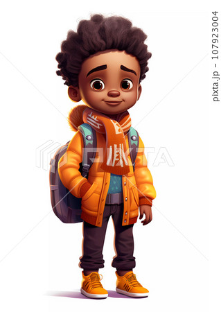 Cute Boy Dressed in Autumn Clothes Happy Cartoon Character 107923004