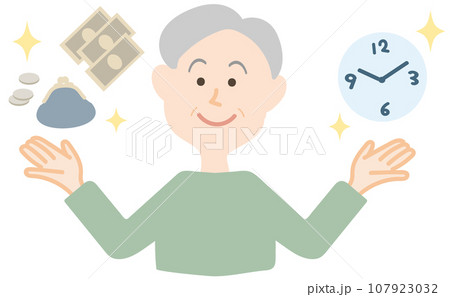 お金と時間に余裕のあるシニア男性の上半身 107923032
