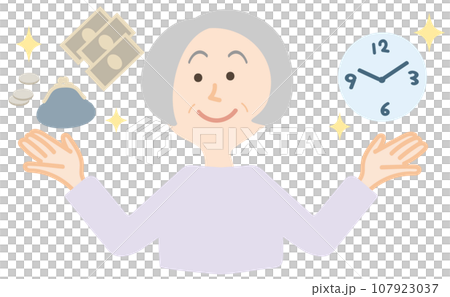 お金と時間に余裕のあるシニア女性の上半身 お金と時間に余裕のあるシニア女性の上半身 107923037