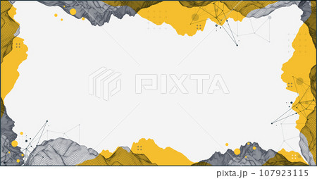 Abstract wireframe mountain background. Modern science or technology art elements. Surface illustration. Abstract wireframe mountain background. Modern science or technology art elements. Surface illustration. 107923115