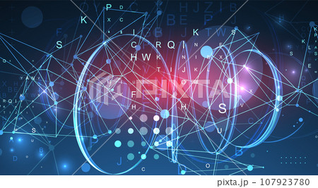 Abstract swirling  lines with plexus effect. Futuristic geometric composition. 107923780
