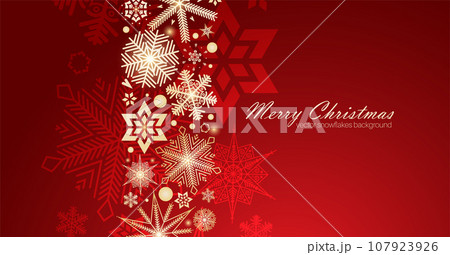 Festive Christmas background design. Different types of snowflakes. 107923926