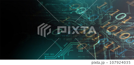 Abstract background on technological and scientific topics. Various techno details with using digital code. Abstract background on technological and scientific topics. Various techno details with using digital code. 107924035