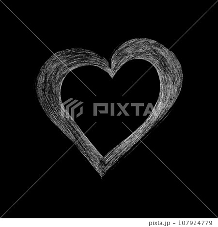 White Heart Drawn by Colored Pencil. The Sign of World Heart Day. Symbol of Valentines Day. Heart Shape Drawn bu Chalk Isolated on Black Background. White Heart Drawn by Colored Pencil. The Sign of World Heart Day. Symbol of Valentines Day. Heart Shape Drawn bu Chalk Isolated on Black Background. 107924779