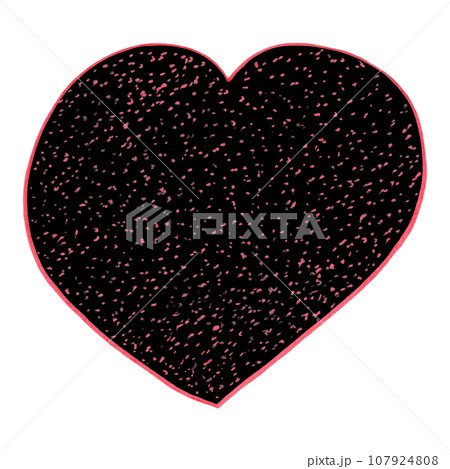 Red and Black Heart Drawn by Colored Pencil. The Sign of World Heart Day. Symbol of Valentines Day. Heart Shape Isolated on White Background. 107924808