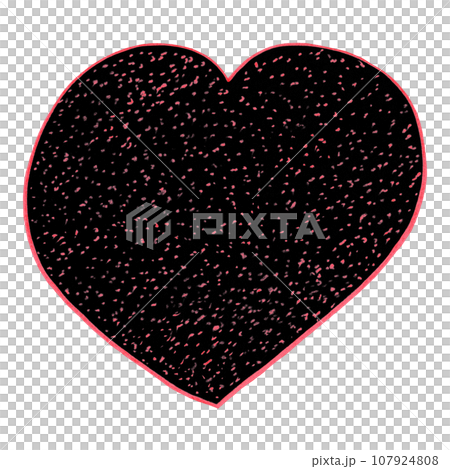 Red and Black Heart Drawn by Colored Pencil. The Sign of World Heart Day. Symbol of Valentines Day. Heart Shape Isolated on White Background. 107924808